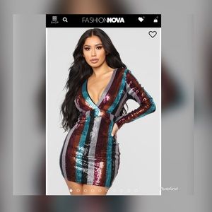 Fashion Nova Sequin Mini Dress Purple/Combo